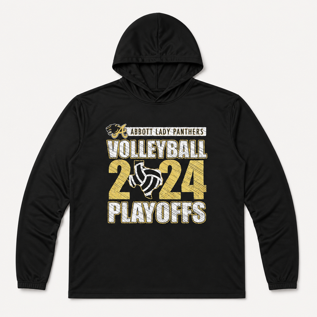 Playoffs 2024 Lady Panther Volleyball -HOODED-Dry Fit long sleeve