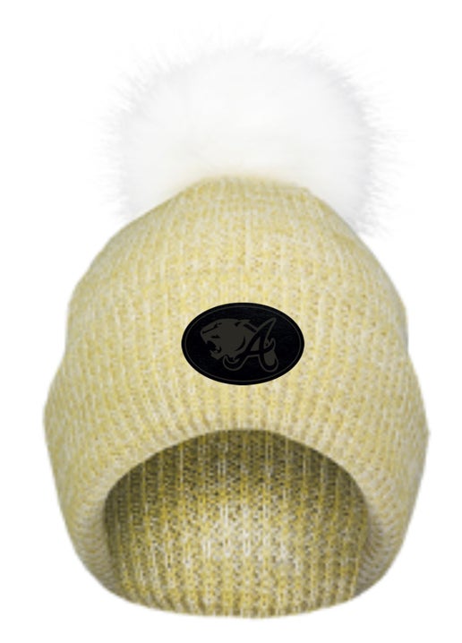 *Pom-Pom Beanie - Leather Patch Abbott Panther Logo